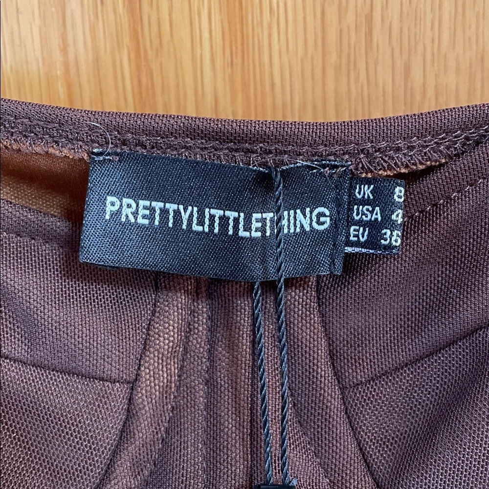 NWT Pretty Little Thing Chocolate Corset Chain Strap Bodycon Dress Size 4 - Picture 5 of 11